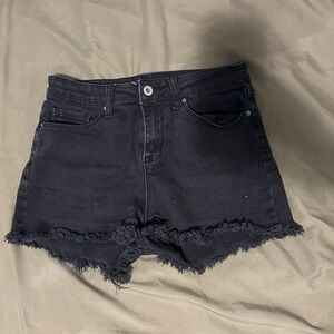 Girls Black Denim Shorts
